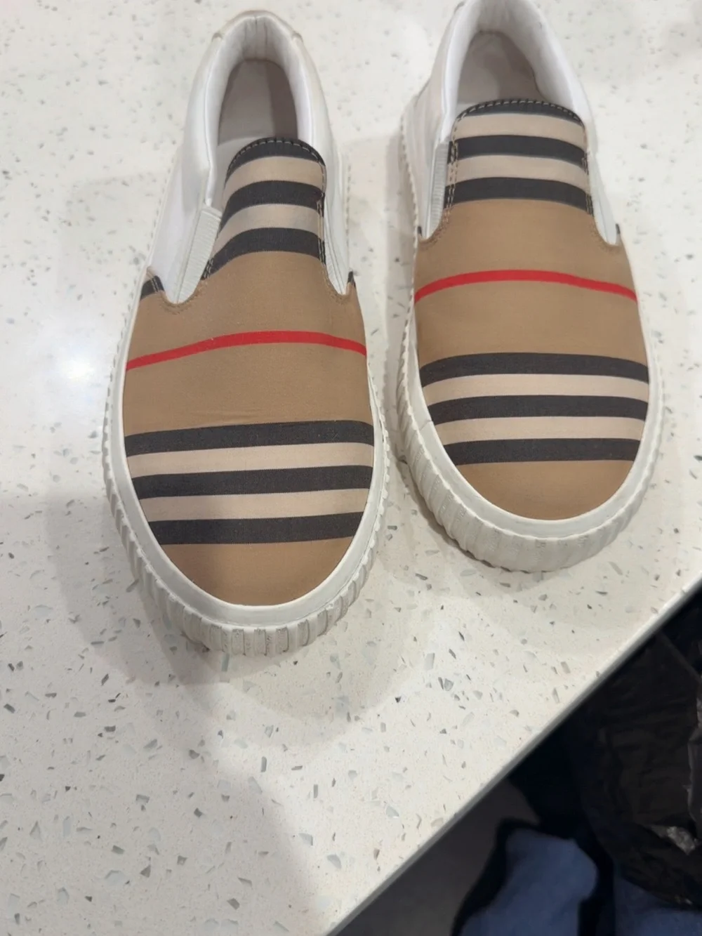 Burberry Kids Slip-On Sneakers in Beige, Black, Red